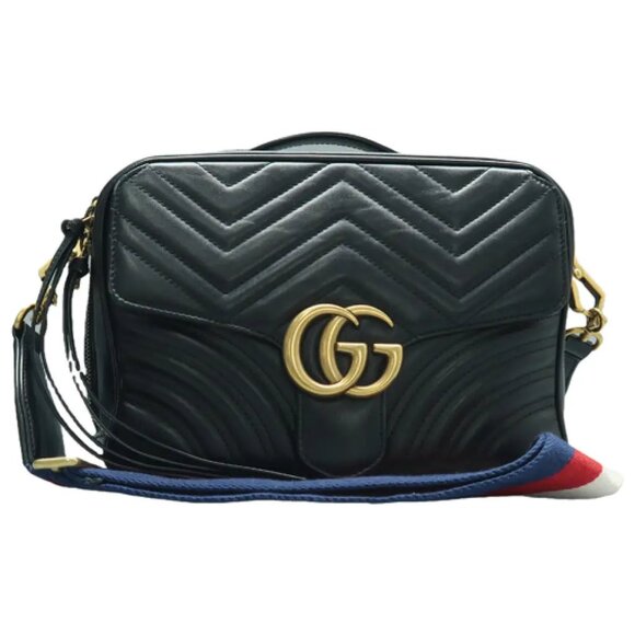 GUCCI GG Marmont Black Leather Satchel 1126-011225 - Picture 1 of 12